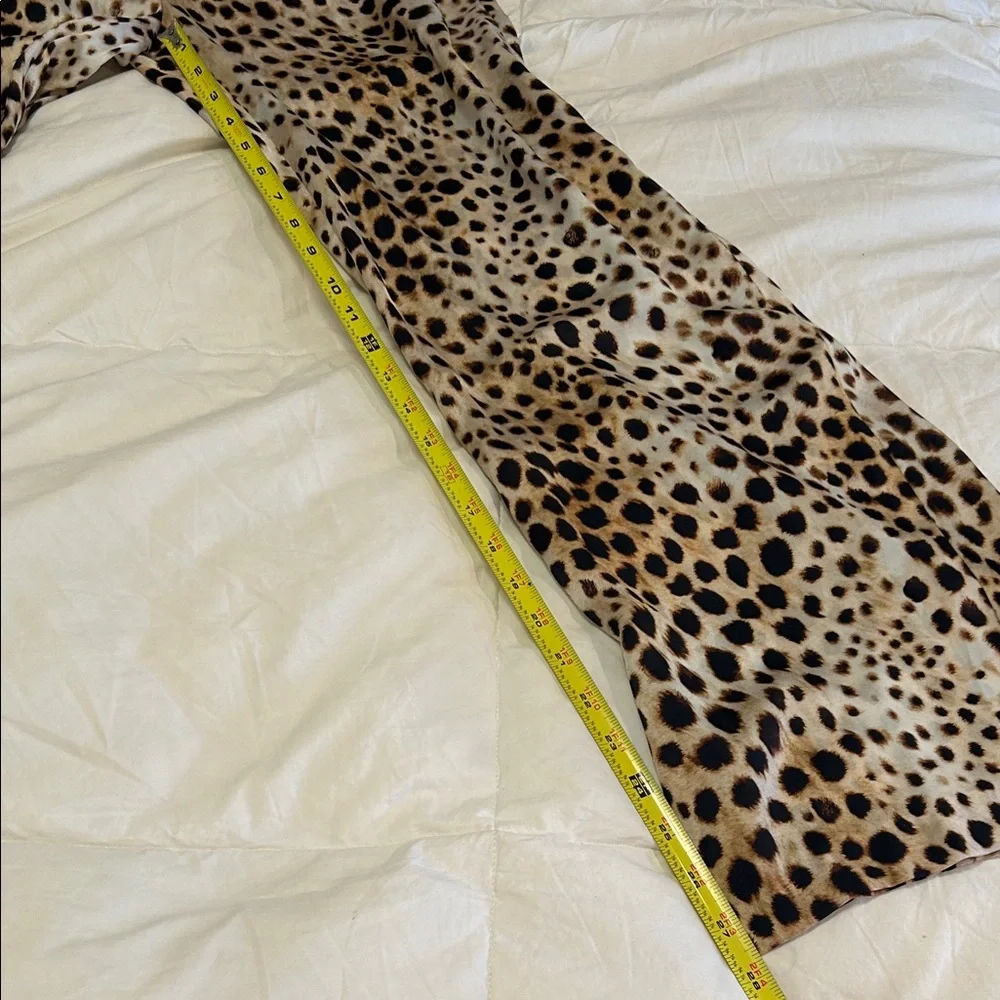 NWT Zara Two Piece Set Leopard Print Wide Leg Pants Small Cowl Top XS